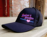 Baseball Cap Black with Pink Embroidery